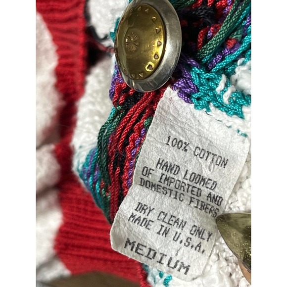 Vintage Felizzi Cardigan Sweater Size M Hand Loomed Southwest Aztec Buttons - Picture 13 of 16
